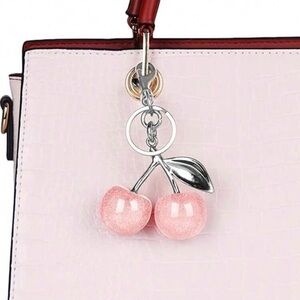 Pink Cherry Keychain Accessory